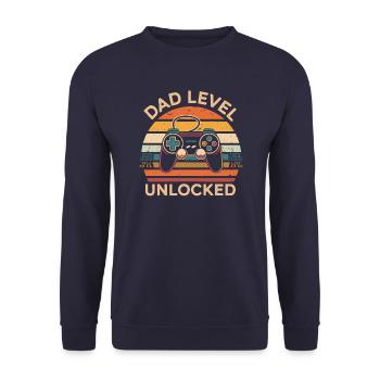Dad level unlocked - Unisex Pullover - Navy - Vorne - Alina (178cm) & Michal (187cm)
