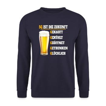 5G ist die Zukunft Bier - Unisex Pullover - Navy - Vorne - Alina (178cm) & Michal (187cm)
