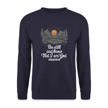 Be still and know that I'm god - Unisex Sweatshirt - navy - Front - Alina (178cm) & Michal (187cm)