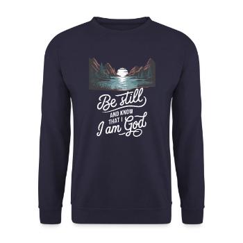 Be still and know that I'm god - Unisex Sweatshirt - navy - Front - Alina (178cm) & Michal (187cm)