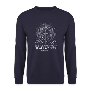 Be still and know that I'm god - Unisex Sweatshirt - navy - Front - Alina (178cm) & Michal (187cm)