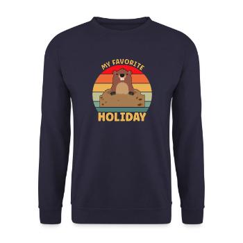 Ma fête préférée : le jour de la marmotte - Sweat-shirt Unisexe - marine - Devant - Alina (178cm) & Michal (187cm)