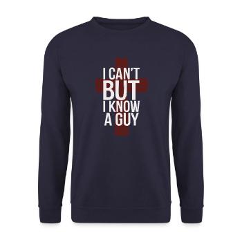 Jesus - ich kann nicht, aber ich kenn da jemanden - Unisex Pullover - Navy - Vorne - Alina (178cm) & Michal (187cm)
