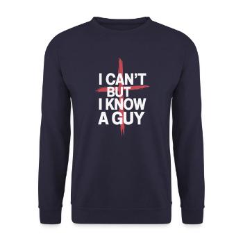 Jesus - ich kann nicht, aber ich kenn da jemanden - Unisex Pullover - Navy - Vorne - Alina (178cm) & Michal (187cm)