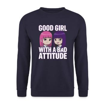 Une bonne fille avec une mauvaise attitude - Sweat-shirt Unisexe - marine - Devant - Alina (178cm) & Michal (187cm)