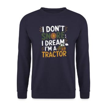 Nicht Schnarchen, Träume ich bin Traktor - Unisex Pullover - Navy - Vorne - Alina (178cm) & Michal (187cm)