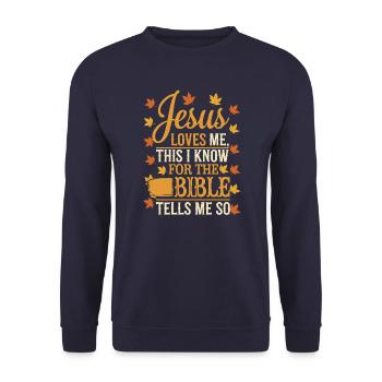 Jesus loves me this I know for the bible - Unisex Pullover - Navy - Vorne - Alina (178cm) & Michal (187cm)