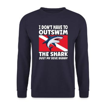 Plongée sous-marine amusante – Citation de Outswim the Shark - Sweat-shirt Unisexe - marine - Devant - Alina (178cm) & Michal (187cm)