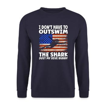 Plongée sous-marine amusante – Citation de Outswim the Shark - Sweat-shirt Unisexe - marine - Devant - Alina (178cm) & Michal (187cm)