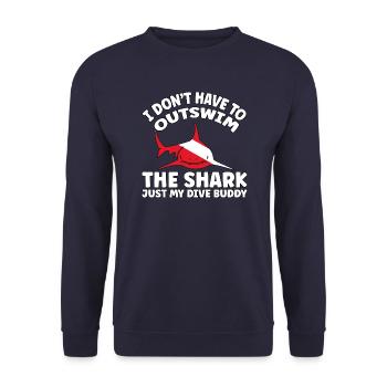Plongée sous-marine amusante – Citation de Outswim the Shark - Sweat-shirt Unisexe - marine - Devant - Alina (178cm) & Michal (187cm)