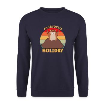 Ma fête préférée : le jour de la marmotte - Sweat-shirt Unisexe - marine - Devant - Alina (178cm) & Michal (187cm)