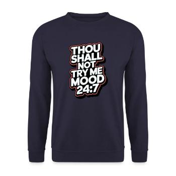 Thou shall not try me mood 24/7 - Unisex Sweatshirt - navy - Front - Alina (178cm) & Michal (187cm)
