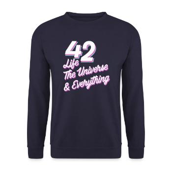 Life Universe Everything 42 réponses - Sweat-shirt Unisexe - marine - Devant - Alina (178cm) & Michal (187cm)