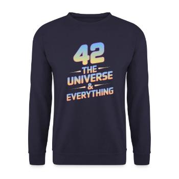 Life Universe Everything 42 Antwort - Unisex Pullover - Navy - Vorne - Alina (178cm) & Michal (187cm)