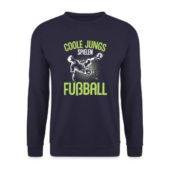 Garçons cool jouant au football - Design dynamique - Sweat-shirt Unisexe - marine - Devant - Alina (178cm) & Michal (187cm)