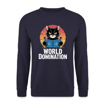 World domination – cat with big plans - Unisex Sweatshirt - navy - Front - Alina (178cm) & Michal (187cm)