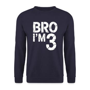 Frère, j’ai 3 ans – Design d’anniversaire cool - Sweat-shirt Unisexe - marine - Devant - Alina (178cm) & Michal (187cm)