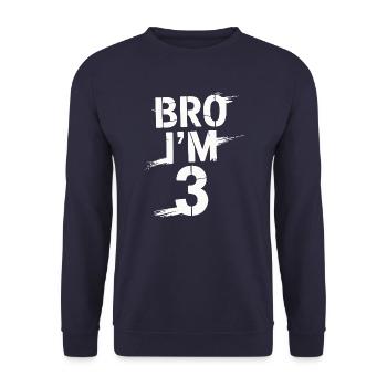 Frère, j’ai 3 ans – Design d’anniversaire cool - Sweat-shirt Unisexe - marine - Devant - Alina (178cm) & Michal (187cm)