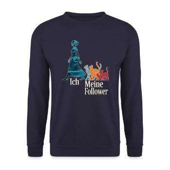 Me & My Followers – Cat Humor Design - Unisex Sweatshirt - navy - Front - Alina (178cm) & Michal (187cm)
