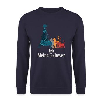 Me & My Followers – Cat Humor Design - Unisex Sweatshirt - navy - Front - Alina (178cm) & Michal (187cm)