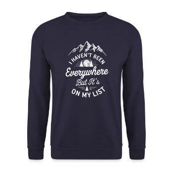 Je ne suis allé nulle part mais c’est sur ma liste - Sweat-shirt Unisexe - marine - Devant - Alina (178cm) & Michal (187cm)