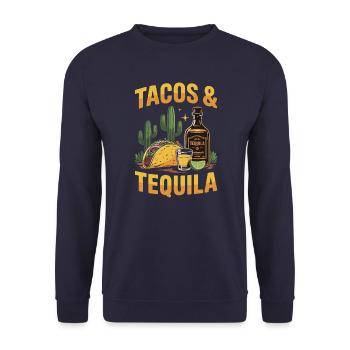 Tacos & Tequila – Fiesta Design for Mexico Fans - Unisex Sweatshirt - navy - Front - Alina (178cm) & Michal (187cm)