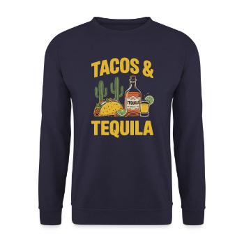 Tacos & Tequila – Fiesta Design for Mexico Fans - Unisex Sweatshirt - navy - Front - Alina (178cm) & Michal (187cm)