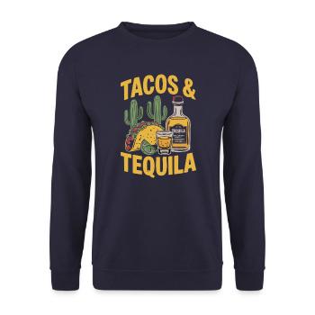 Tacos & Tequila – Fiesta Design for Mexico Fans - Unisex Sweatshirt - navy - Front - Alina (178cm) & Michal (187cm)