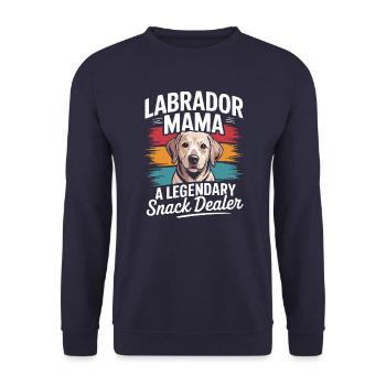 Labrador Mama Mama, Legendärer Snack-Dealer - Unisex Pullover - Navy - Vorne - Alina (178cm) & Michal (187cm)