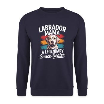 Labrador Mama Mama, Legendary Snack Dealer - Unisex Sweatshirt - navy - Front - Alina (178cm) & Michal (187cm)