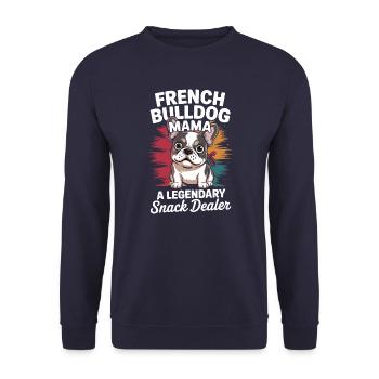 Maman bouledogue français, marchande de snacks légendaire - Sweat-shirt Unisexe - marine - Devant - Alina (178cm) & Michal (187cm)