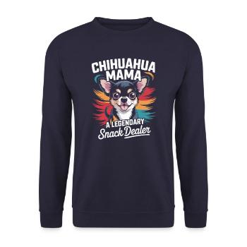 Chihuahua Mama, Legendary Snack Dealer - Unisex Sweatshirt - navy - Front - Alina (178cm) & Michal (187cm)