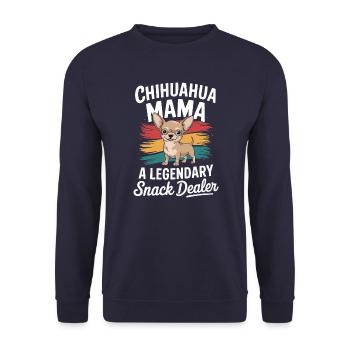 Chihuahua Mama, Legendary Snack Dealer - Unisex Sweatshirt - navy - Front - Alina (178cm) & Michal (187cm)