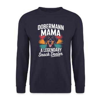 Doberman Mama, Legendary Snack Dealer - Unisex Sweatshirt - navy - Front - Alina (178cm) & Michal (187cm)