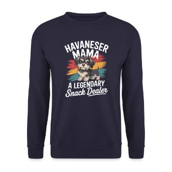 Maman bichon havanaise, vendeuse de snacks légendaire - Sweat-shirt Unisexe - marine - Devant - Alina (178cm) & Michal (187cm)