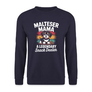 Malteser Mama, Legendary Snack Dealer - Unisex Sweatshirt - navy - Front - Alina (178cm) & Michal (187cm)