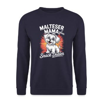 Malteser Mama, Legendary Snack Dealer - Unisex Sweatshirt - navy - Front - Alina (178cm) & Michal (187cm)