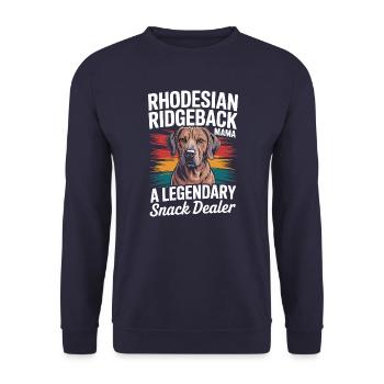 Rhodesian Ridgeback Mama, Legendärer Snack-Dealer - Unisex Pullover - Navy - Vorne - Alina (178cm) & Michal (187cm)