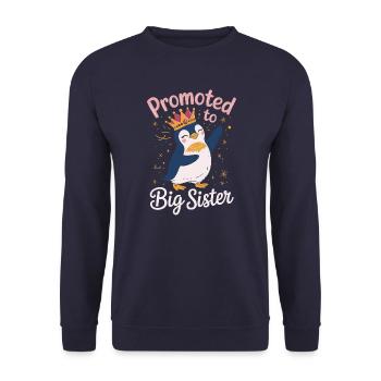Promu au rang de grande sœur – Penguin Design - Sweat-shirt Unisexe - marine - Devant - Alina (178cm) & Michal (187cm)