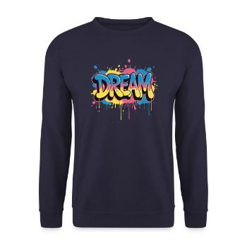 DREAM graffiti design full of color and motivation - Unisex Sweatshirt - navy - Front - Alina (178cm) & Michal (187cm)