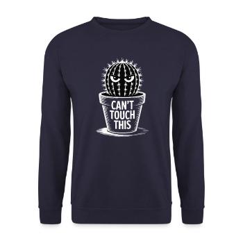 Can't Touch This – Funny Cactus with Saying - Unisex Sweatshirt - navy - Front - Alina (178cm) & Michal (187cm)
