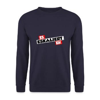 Es eskaliert eh - Unisex Pullover - Navy - Vorne - Alina (178cm) & Michal (187cm)