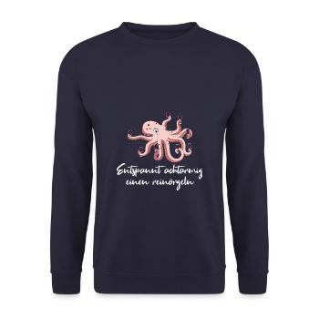 Entspannt achtarmig einen reinorgeln Wein - Unisex Pullover - Navy - Vorne - Alina (178cm) & Michal (187cm)