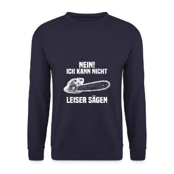 Nein! Ich kann nicht leiser sägen Holz machen - Unisex Pullover - Navy - Vorne - Alina (178cm) & Michal (187cm)