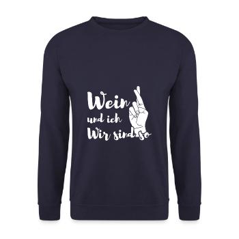 Wein und ich wir sind so - Unisex Pullover - Navy - Vorne - Alina (178cm) & Michal (187cm)