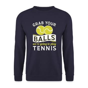Prenez vos balles, nous allons jouer au tennis cadeau - Sweat-shirt Unisexe - marine - Devant - Alina (178cm) & Michal (187cm)