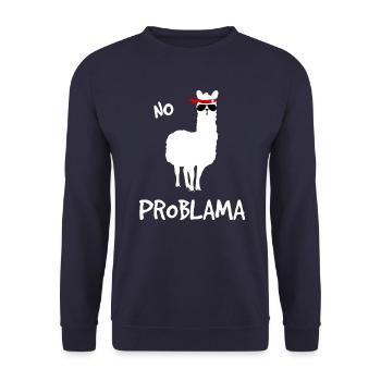 No Problama weiss - Unisex Pullover - Navy - Vorne - Alina (178cm) & Michal (187cm)
