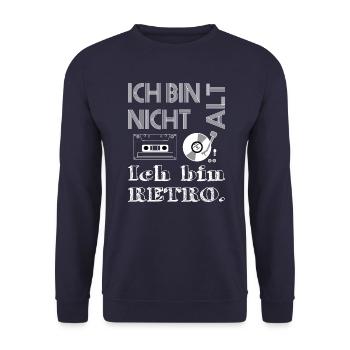 I am not old I am retro - Unisex Sweatshirt - navy - Front - Alina (178cm) & Michal (187cm)
