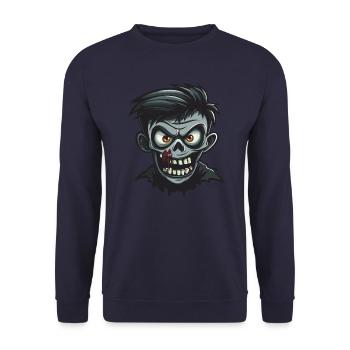 Bande dessinée d’Halloween zombie - Sweat-shirt Unisexe - marine - Devant - Alina (178cm) & Michal (187cm)