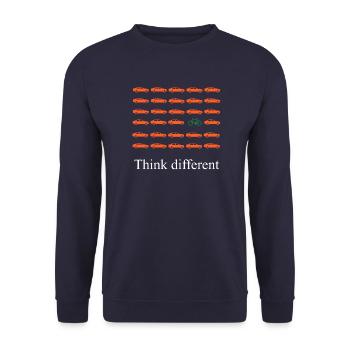 Think different: Fahrrad statt Auto - Unisex Pullover - Navy - Vorne - Alina (178cm) & Michal (187cm)